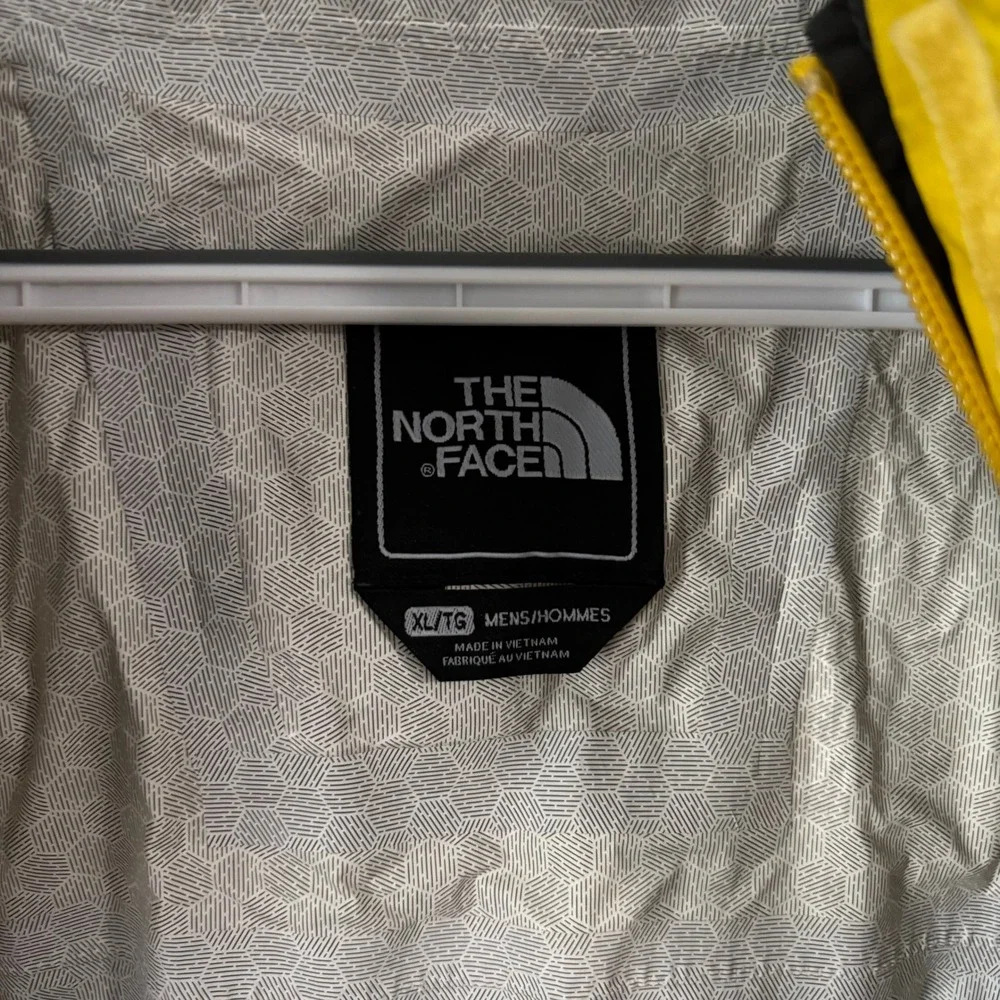 The North Face HyVent Rain Jacket Mens XL Yellow Black Colorblock Vintage Hooded